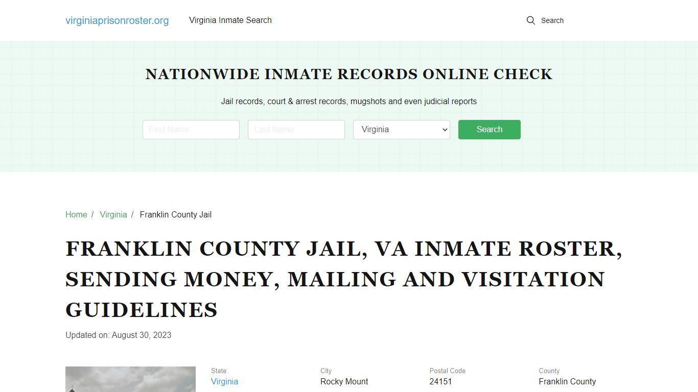 Franklin County Jail, VA: Offender Search, Visitation & Contact Info